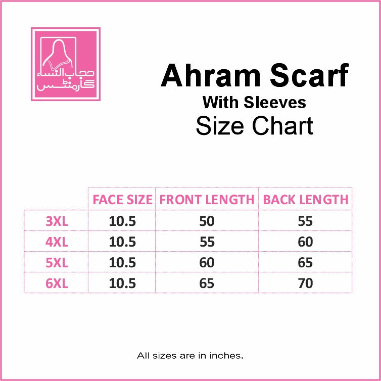 AHRAM SCARF WITH SLEEVES size guide