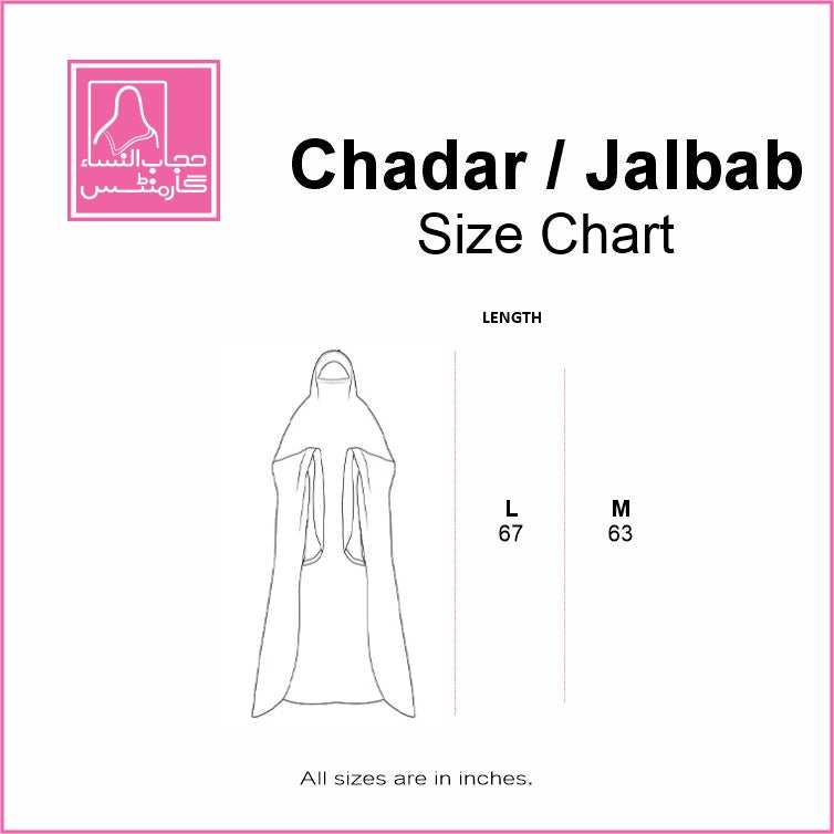 Chader/Jalbab size guide