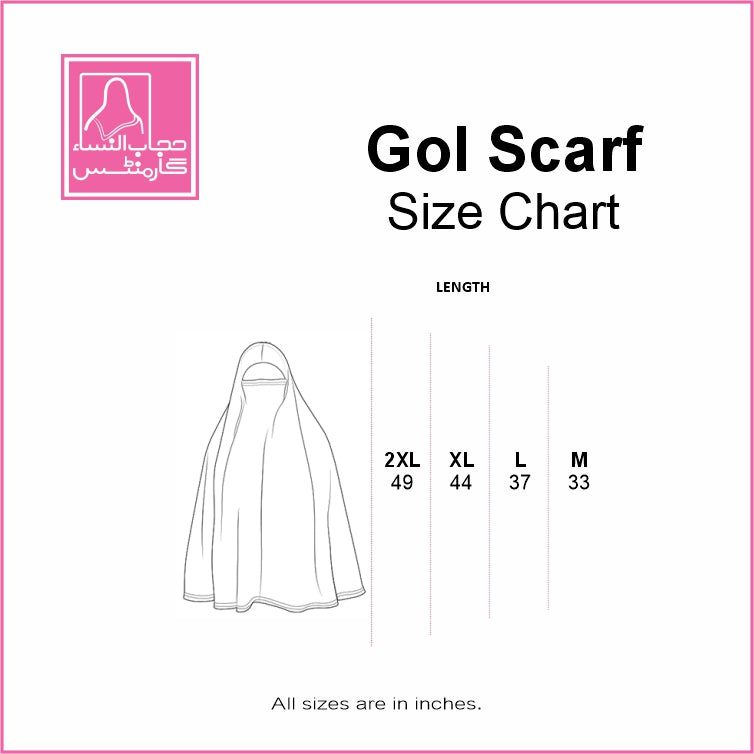 Gol Hijab Scarf size guide